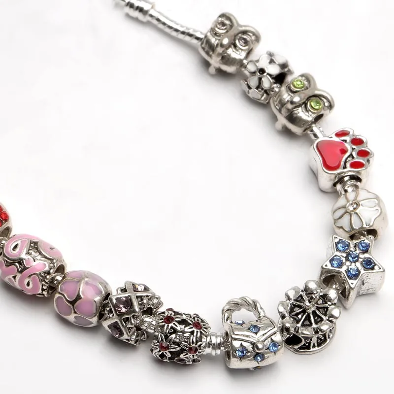 

20 шт., Европейские Бусины с большим отверстием, смешанные эмалированные стразы, хрустальные бусины, амулеты для изготовления браслетов, юве...