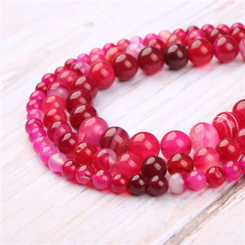 

Rose Red Agate Natural Stone Beads For Jewelry Making Diy Bracelet Necklace 4/6/8/10/12 mm Wholesale Strand