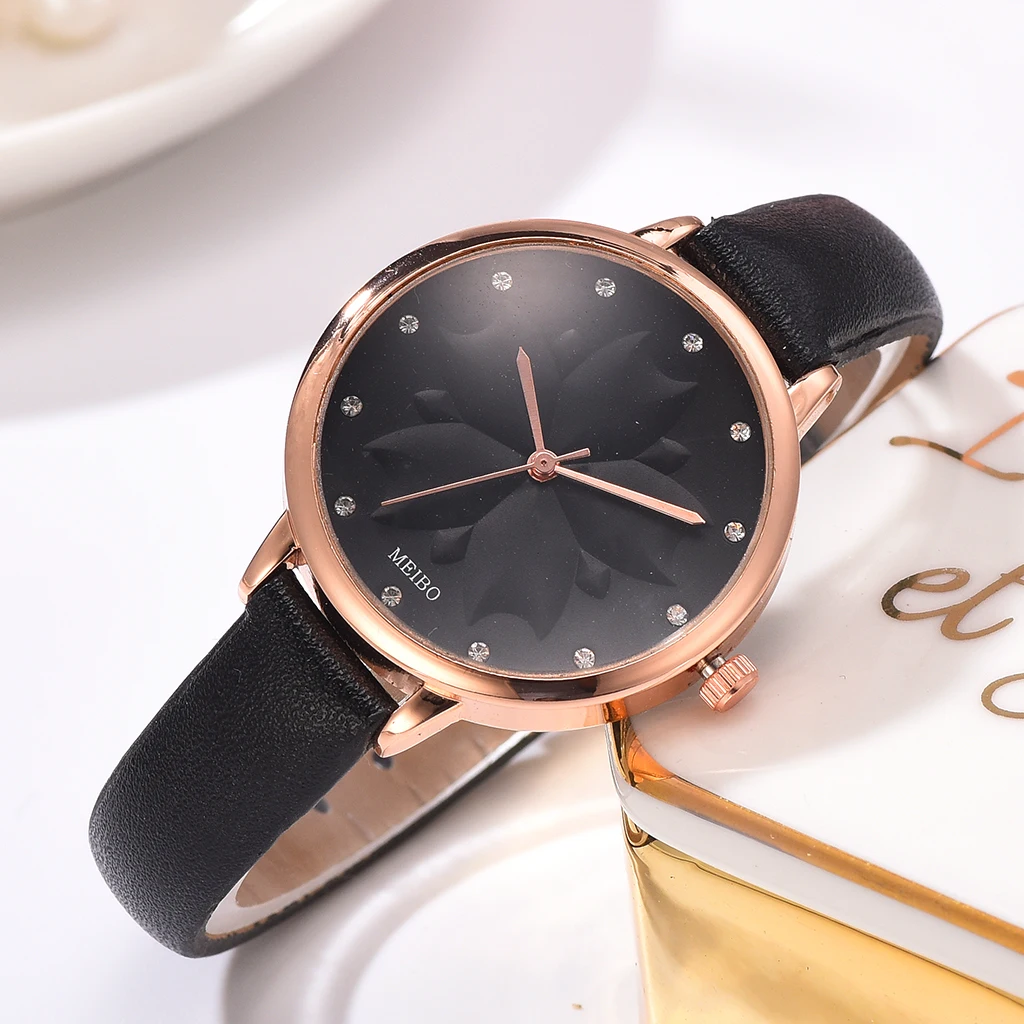 Fashion Leather Strap Women Watch Casual Love Flowers Quartz Wrist Ladies Luxury Watches relogio feminino Gift | Наручные часы