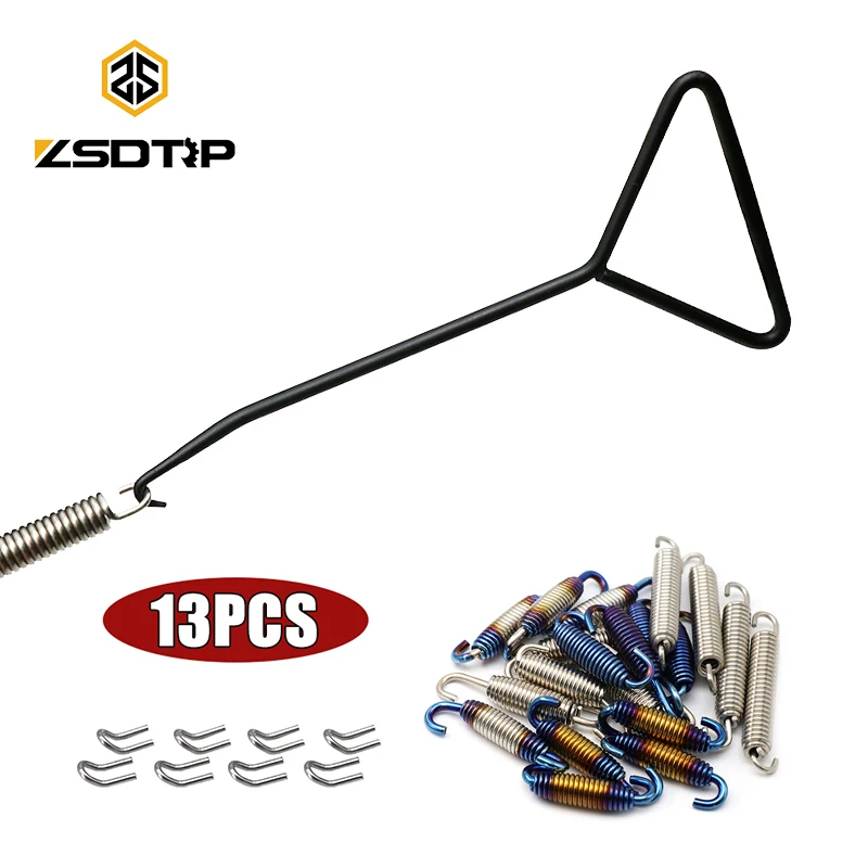 

ZSDTRP 13 шт. Универсальный выхлопной пружинный крючок для мотоцикла Съемник из нержавеющей стали средняя звеньевая труба поворотный набор мет...