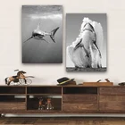 Плакаты и принты великая белая акула черно-белая монохромная природная настенная Картина на холсте картины для гостиной домашний декор