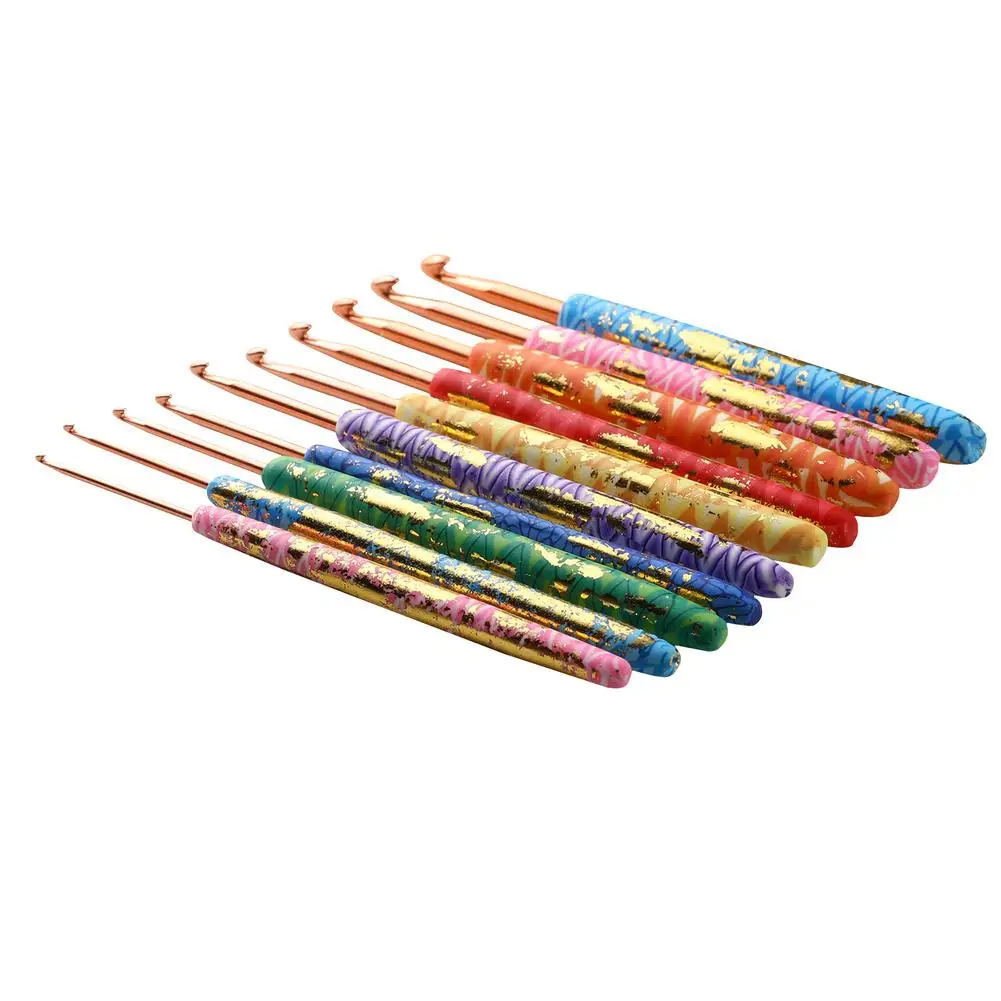 

Набор крючков для вязания, 10 шт., многоцветные Алюминиевые крючки для вязания, сверхдлинные крючки, эргономичные ручки для вязания крючком