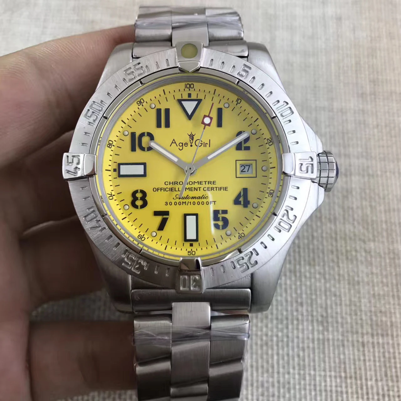 Silver Yellow Ограниченный роскошный бренд Мститель Seawolf II черные синие Автоматические Мужские механические часы из нержавеющей стали часы сапфировое стекло AAA - Цвет: Silver Yellow