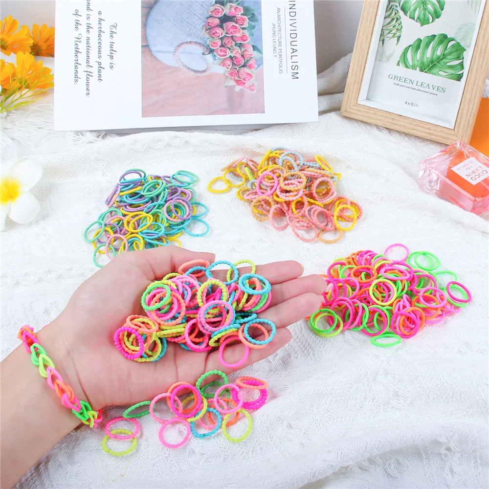 

Candygirl 200PC Colorful Girls Elastic Hair Bands Wholesale Rubber Band Hair Ties Gifts Kids Hair Accessories Hair Ropes
