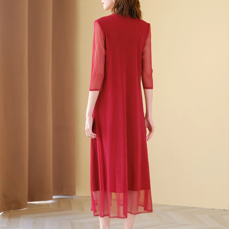 

Red Oversized Dress Fall 2020 New Women's Loose Large Pleated Dress