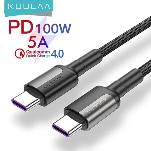 KUULAA Кабель USB Type C — USB C для Samsung Galaxy S23 PD 100 Вт Кабель для быстрого зарядного устройства для Macbook Поддержка быстрой зарядки 4,0 USB-кабель