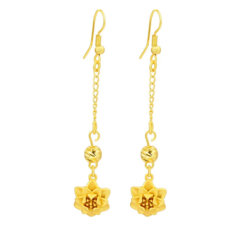 

Not Fade In Water 18K Gold Earring for Women Fine Jewelry Orecchini Bizuteria Wedding One Pair Aretes De Mujer Drop Earrings Box