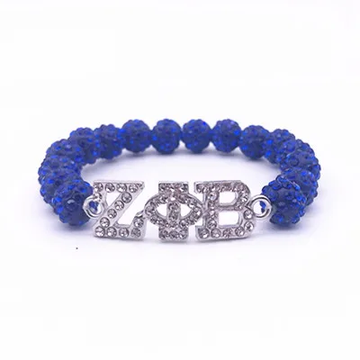 Белые синие Кристальные шарики бисер греческая буква зет Phi Beta Sorority Шарм Браслеты