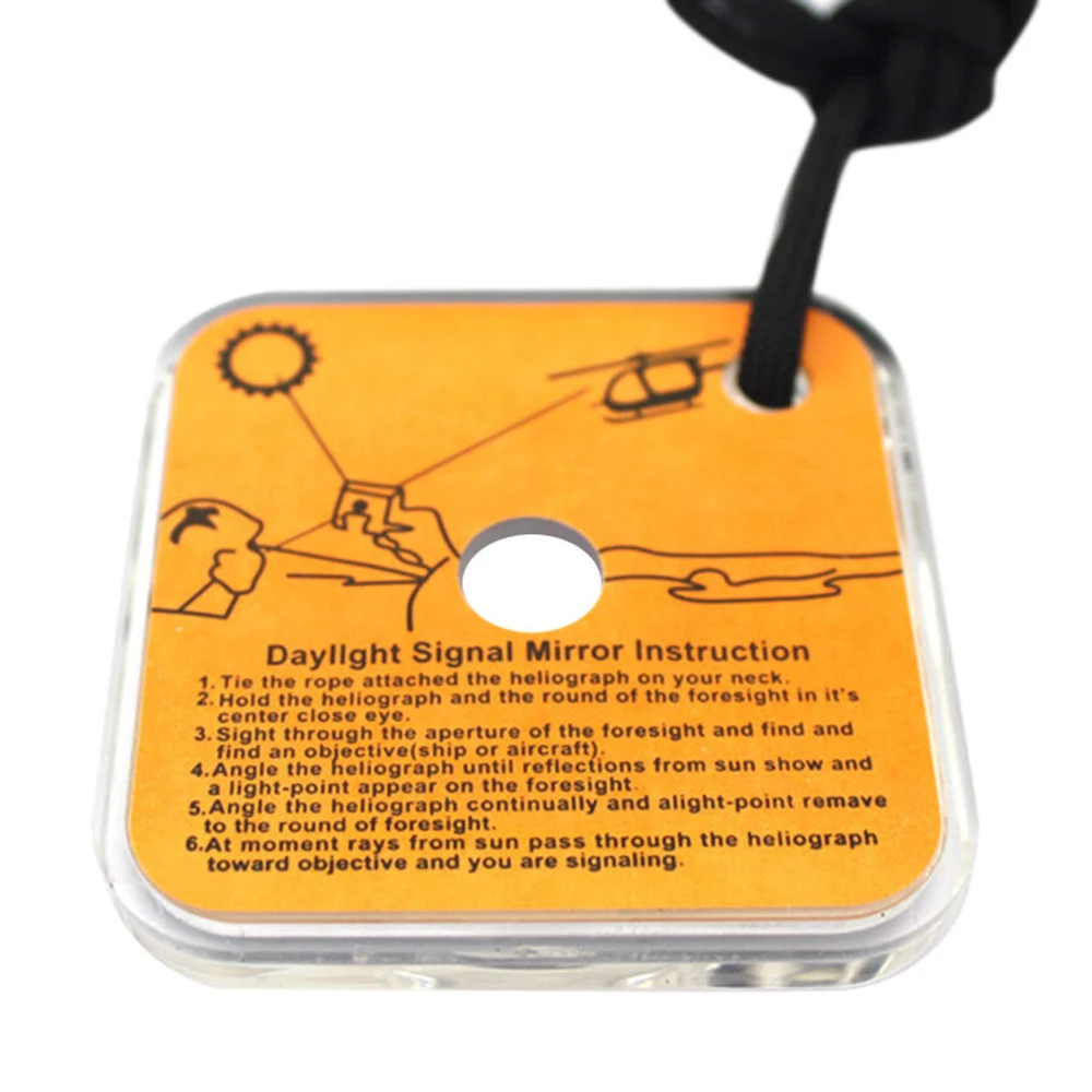 2pcs Outdoor Multifunctional Survival Mirror Practical Emergency Kit Reflective Signal Tool With Whistle Targeting |