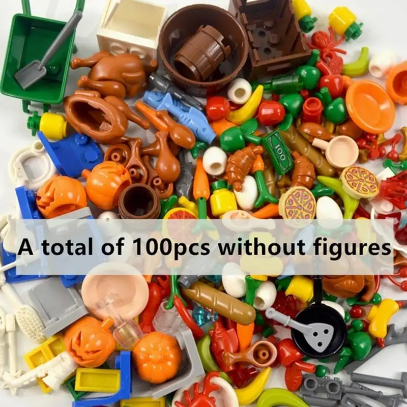 City Friends Accessories Parts Building Block Fruit Bread Food Banana Hot Dog Chicken Compatible All Brands Blocks Bricks | Игрушки и