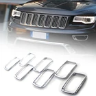 7 шт.компл. хромированная деталь, сетчатые вентиляционные кольца, решетка радиатора, двойные ребра, спортивный гоночный гриль, решетка для JEEP Grand Cherokee1416