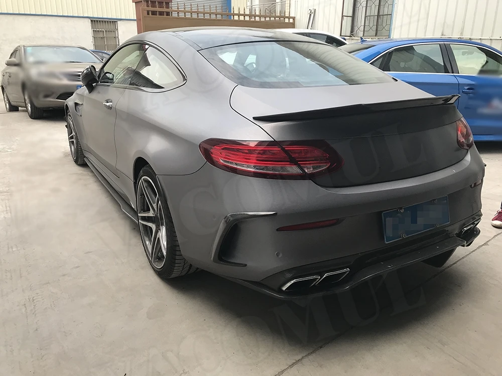 P Стиль углеродного волокна задний бампер для губ Диффузор для Mercedes Benz C Class W205 C205 C63 AMG Coupe