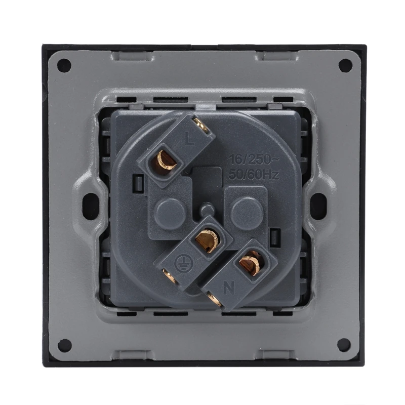 Black Eu Standard Power Socket White Crystal Glass Panel Ac 110~250V 16A Wall | Обустройство дома