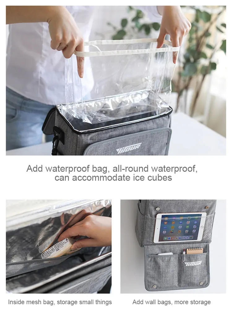 Car Seat Back Organizer Hanging Waterproof Cooler Bag Lunch Bag Food Drink Thermal Pouch Picnic Box Insulated Cool Container