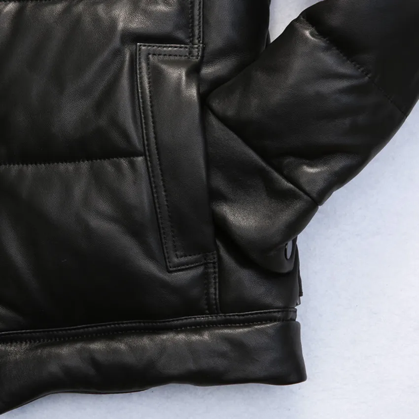 Белая утка Мужская Черная Толстая дубленка 2020 Повседневная настоящая пуховая