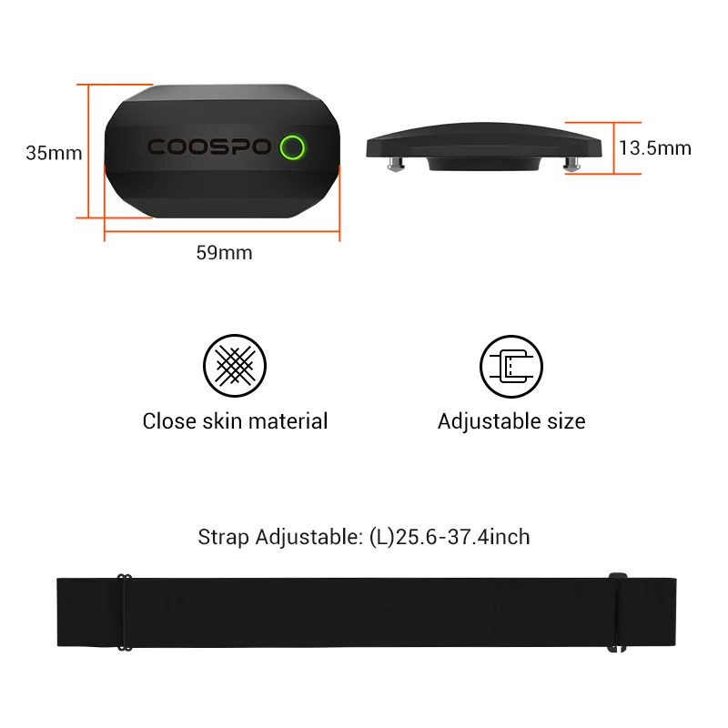 Монитор сердечного ритма Coospo BLE ANT + черный нагрудный ремень спортивный