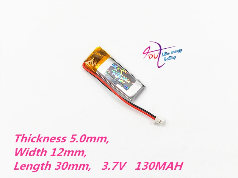 JST 1.5mm 2pin 3.7V 130mAh 501230 Lithium Polymer Li-Po Rechargeable Battery with For Mp3 GPS bluetooth headphone headset | Электроника
