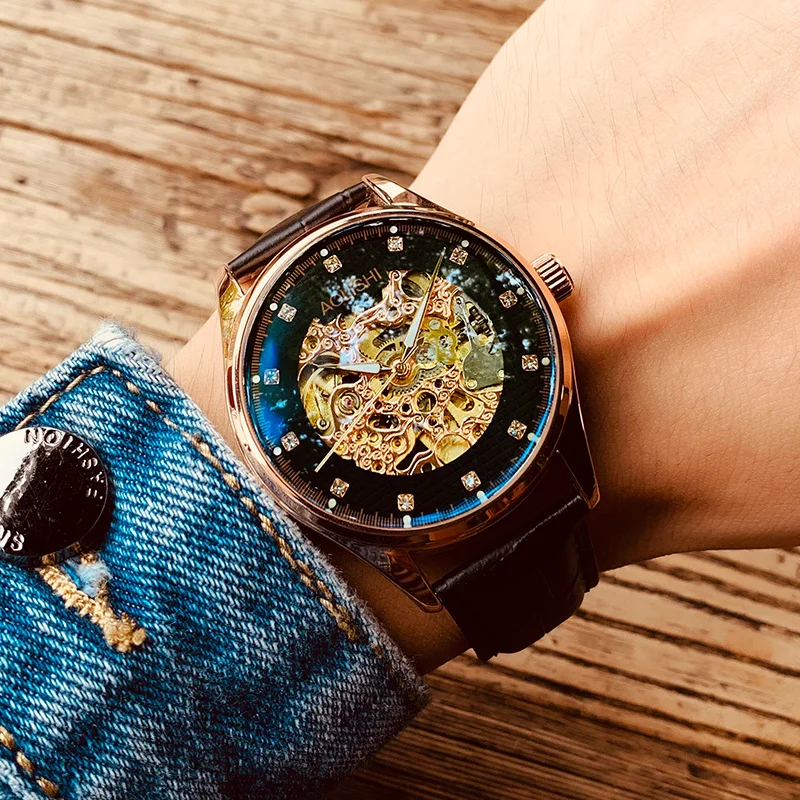 Часы наручные AOLISHI мужские с ажурным рисунком спортивные автоматические