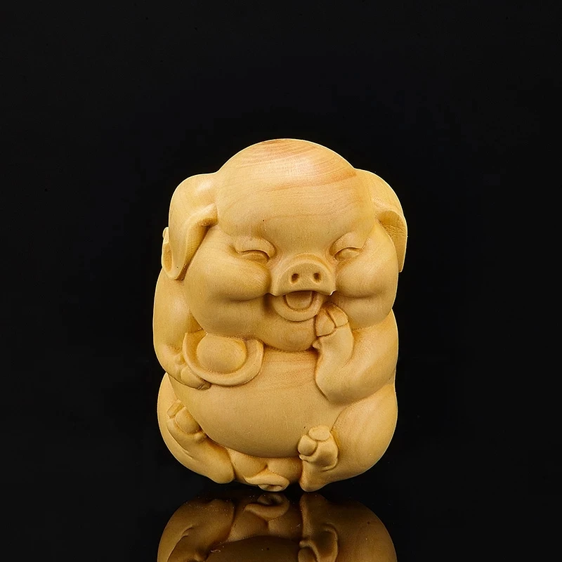 

Pig creativo colgante boj chino manualidades Feng Shui Mini escultura de la decoración del hogar coleccionables regalo de los h