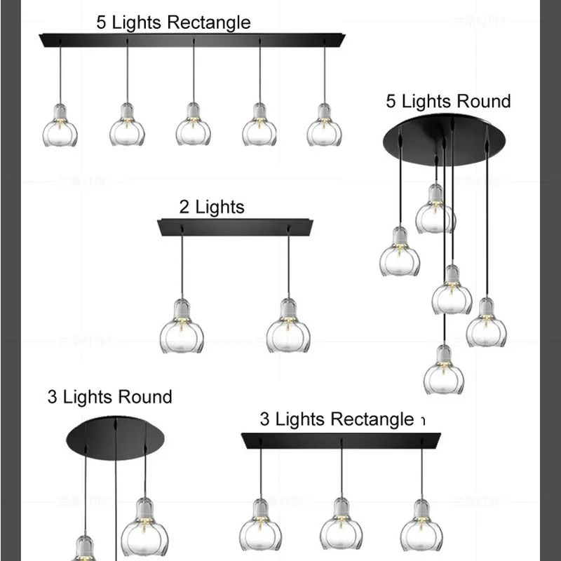 Современный стеклянный подвесной светильник с круглыми лампочками для кухни