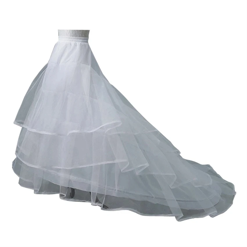 

Sensual Looking Fancy Clingy Wedding Dress Crinoline Bridal Petticoat Underskirt 2 Hoops with Chapel Train