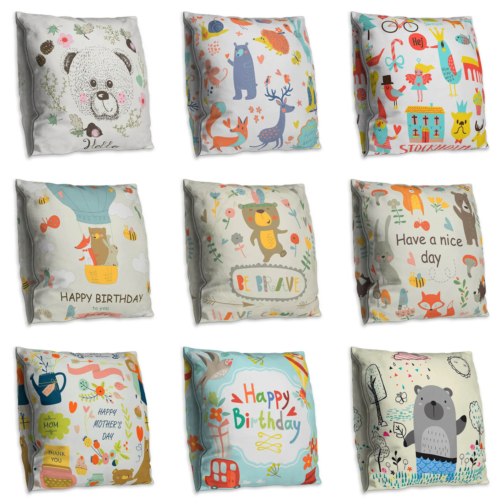 

Милый мультяшный двухсторонний чехол для подушки с принтом из полиэстера, декоративный чехол для дивана, мягкий чехол для подушки 45x45 см, до...