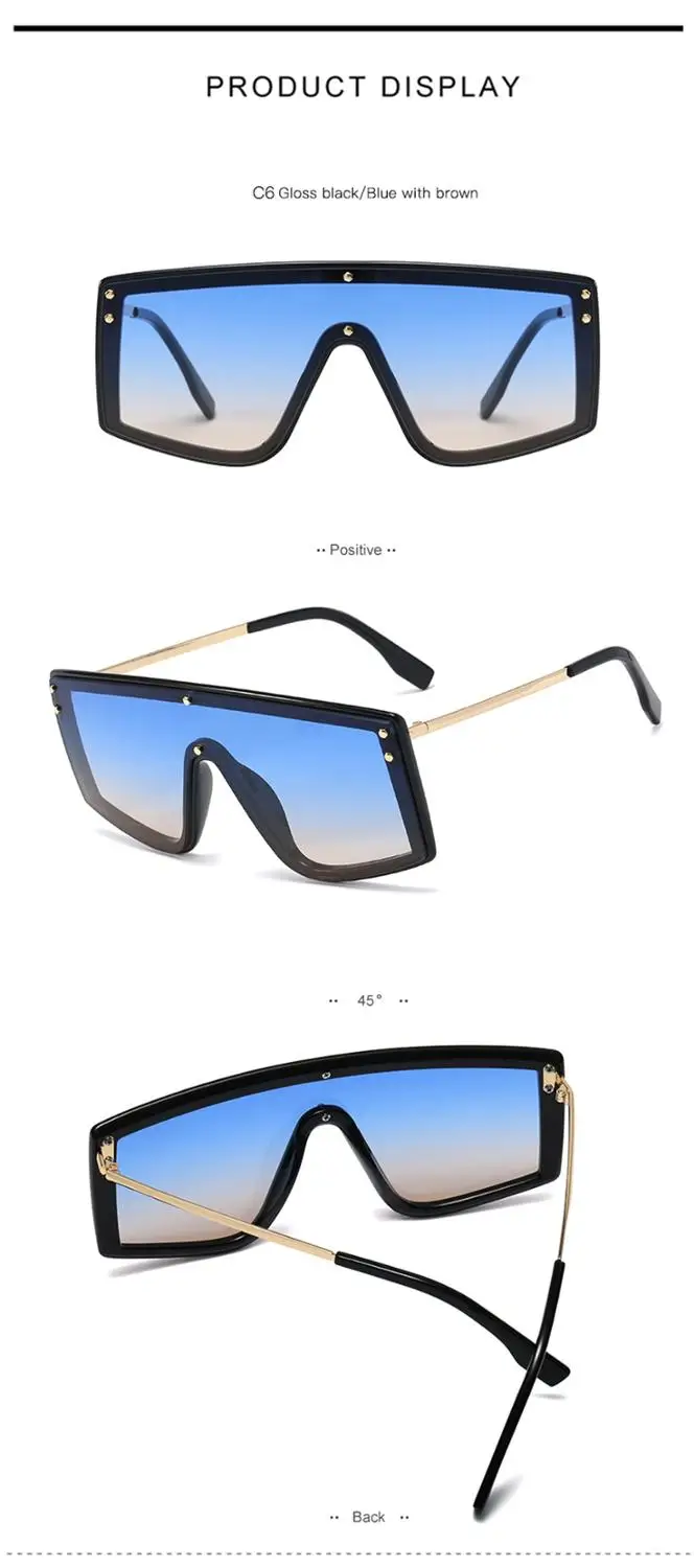 

95258 Trendy New Big Frame One-piece Sunglasses Hot Selling Fashion All-match Sunglasses in Europe and America