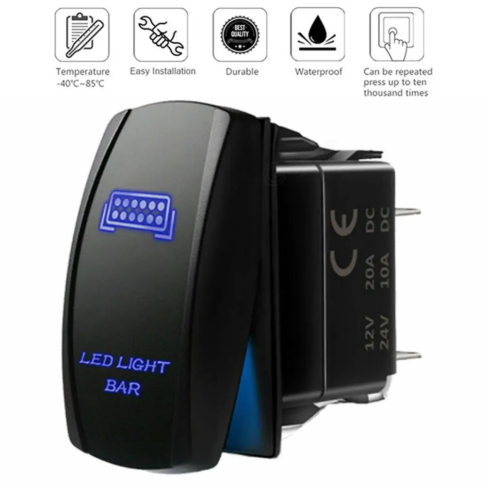 12V водонепроницаемый Вкл/Выкл светодиодный светильник бар рокер синий для