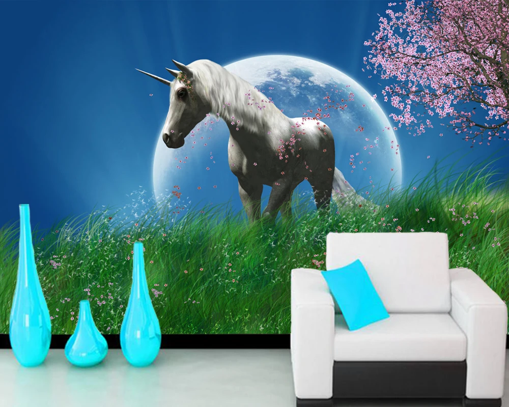 Papel де parede единорогом на фэнтези Луг росписи для гостиная стены кухни home decor