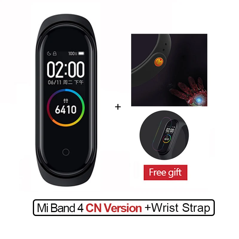 CN Add Black Ironman Новейший Xiaomi mi-браслет 4, фитнес-браслет с цветным экраном, Bluetooth 5,0, смарт-браслеты 4, сменный mi Band 3 - Цвет: CN Add Black Ironman