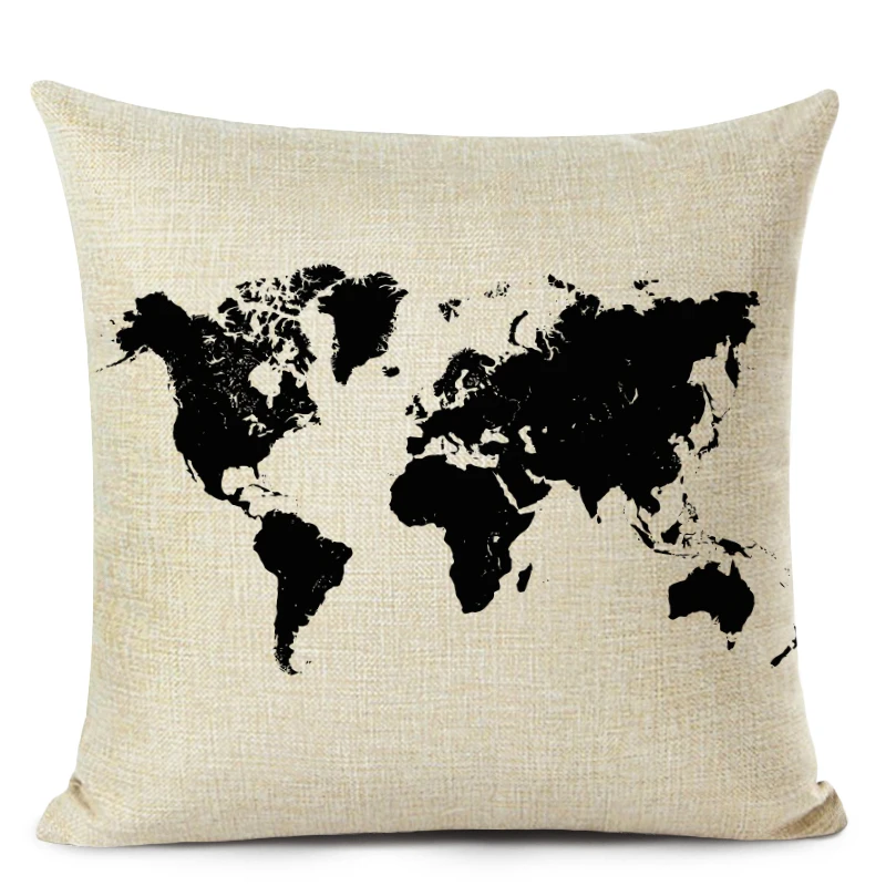 Акварель Винтаж Стиль карта Наволочка на подушку мир Подушка с изображением