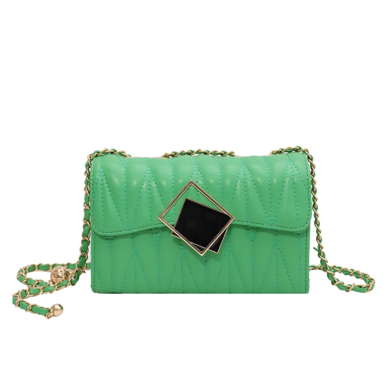 

Green Pu Leather Chain Mini Crossbody Shoulder Bag for Women 2021 Fashion Casual Lady Purses and Handbag High Quality