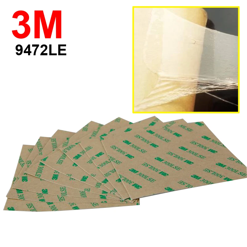 

5pcs 3M 9472LE 300LSE Heavy Duty Double Sided Sticky Adhesive Sheet Tape Size around 4"x4" 100MM*100MM 0.13mm thickness