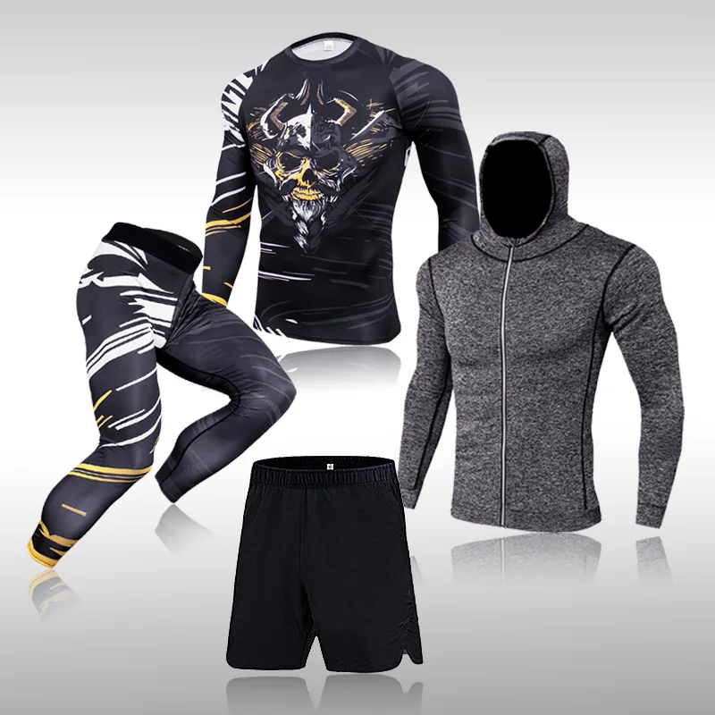 

Men Sportswear Compression Suits Breathable Gym Clothes Man Sports Joggers Training Gym Fitness Tracksuit Running Sets 3XL