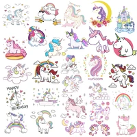 cute letter flower unicorn animal iron on patches for diy heat transfer clothes t shirt thermal stickers decoration printing