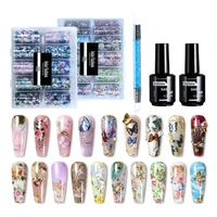 nail art transfer foil sticker butterfly printing paper wraps adhesive decals nail polish embossing pen nails decoration tools