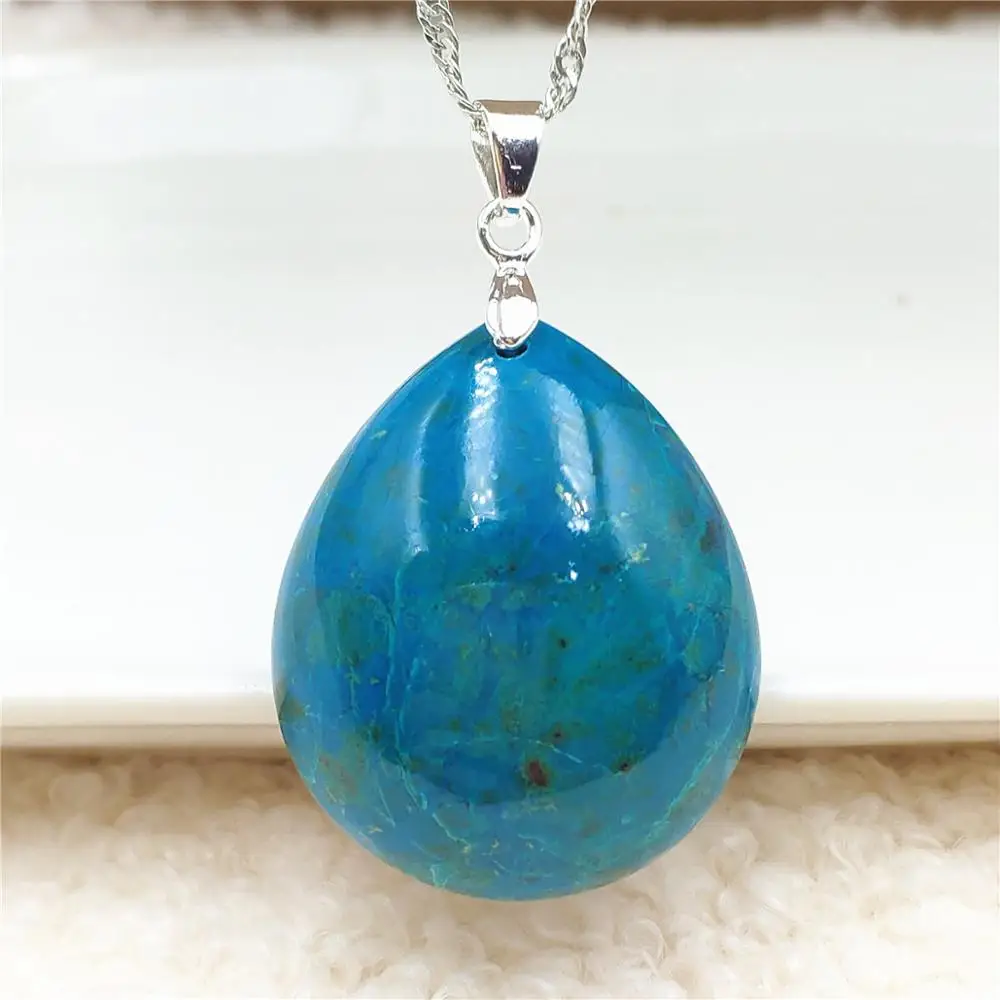 

Natural Blue Malachite Azulite Green Chrysocolla Pendant 30x25x11mm For Women Men Water Drop Jewelry Gemstone AAAAA