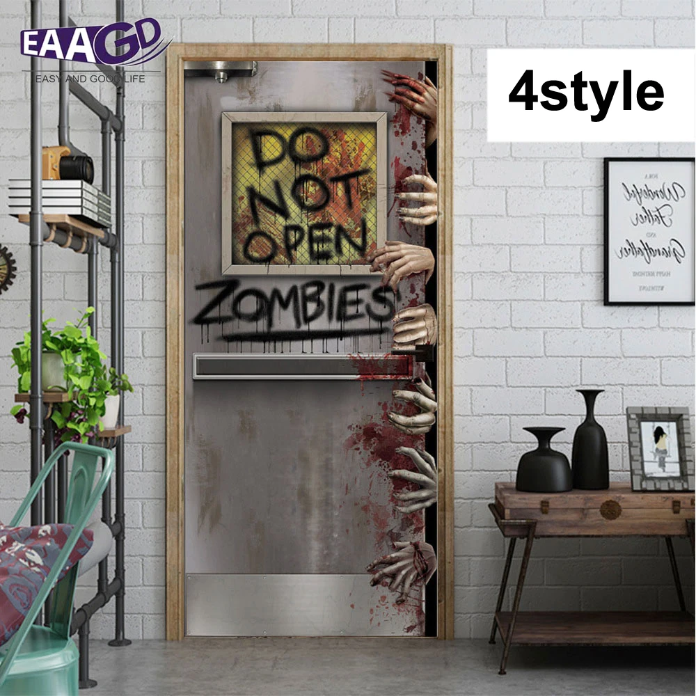 Наклейки на дверь Хэллоуин 2 шт./компл. s дверные обои водонепроницаемые для