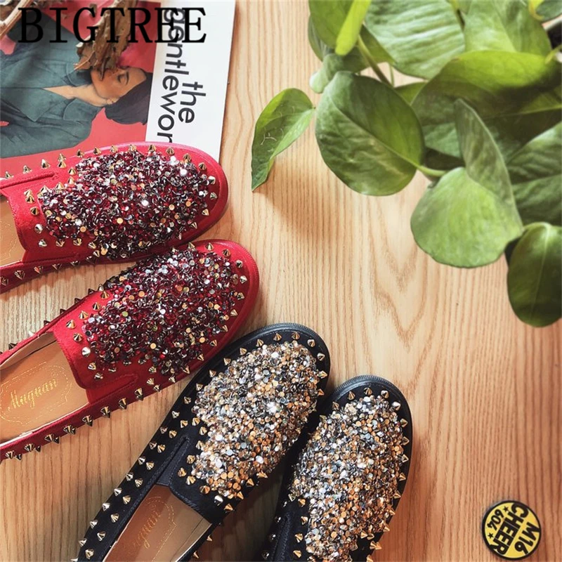 Повседневная обувь женская с кристаллами женские брендовые Роскошные дамские