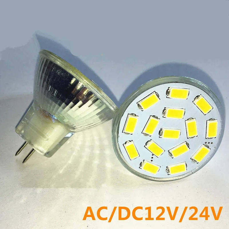 6 шт./лот супер яркий затемняемый MR11 Светодиодный прожектор 5730 SMD GU4 стекло AC/DC 12V 24V