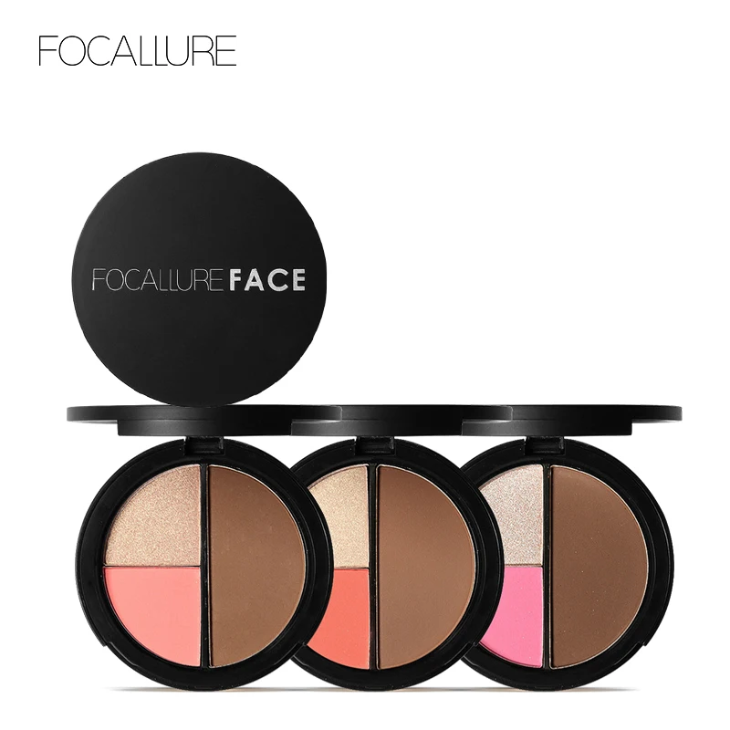 FOCALLURE Face 3 in 1 Palette Bronzers and Highlighters Makeup Blusher Shimmer Llluminator Contouring Cosmetics | Красота и здоровье