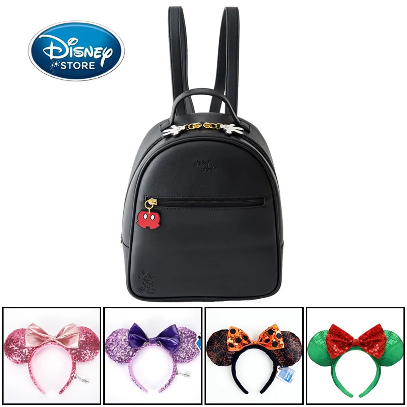 

Disney Mickey Mouse PU Leather Lady Backpack Mermaid Ears Headband Sequin Bow Girl Headdress Cosplay Adult/Kids Headwear Gift