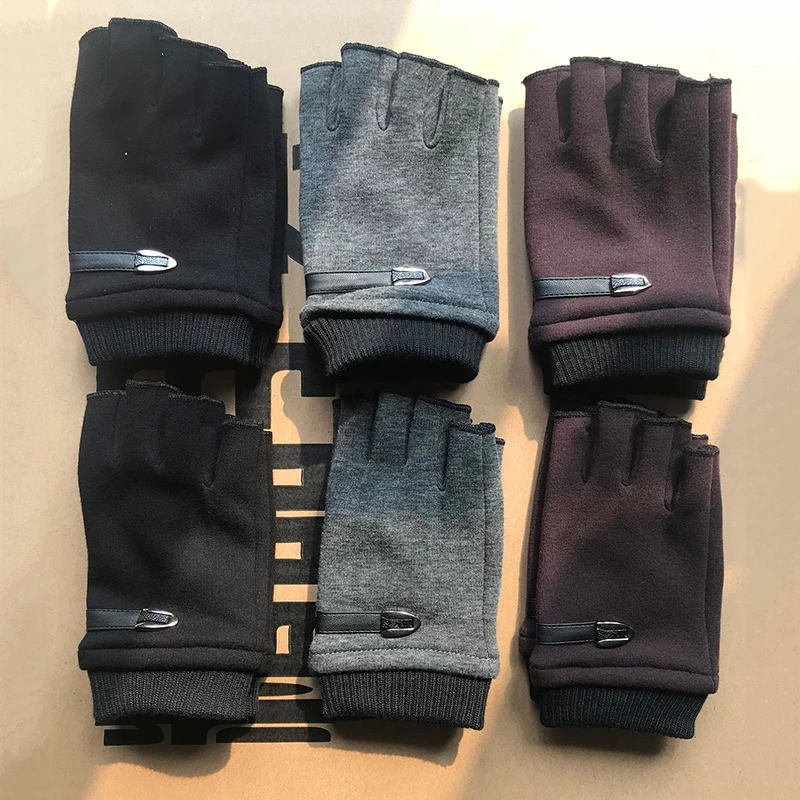 Перчатки мужские без пальцев замшевые эластичные митенки для вождения уличные