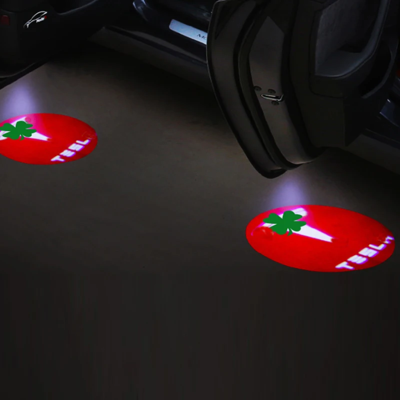 Modification 2PCS Led Car Logo Shade Welcome Light Decorative Signal Lamp For Tesla Model 3 | Автомобили и мотоциклы
