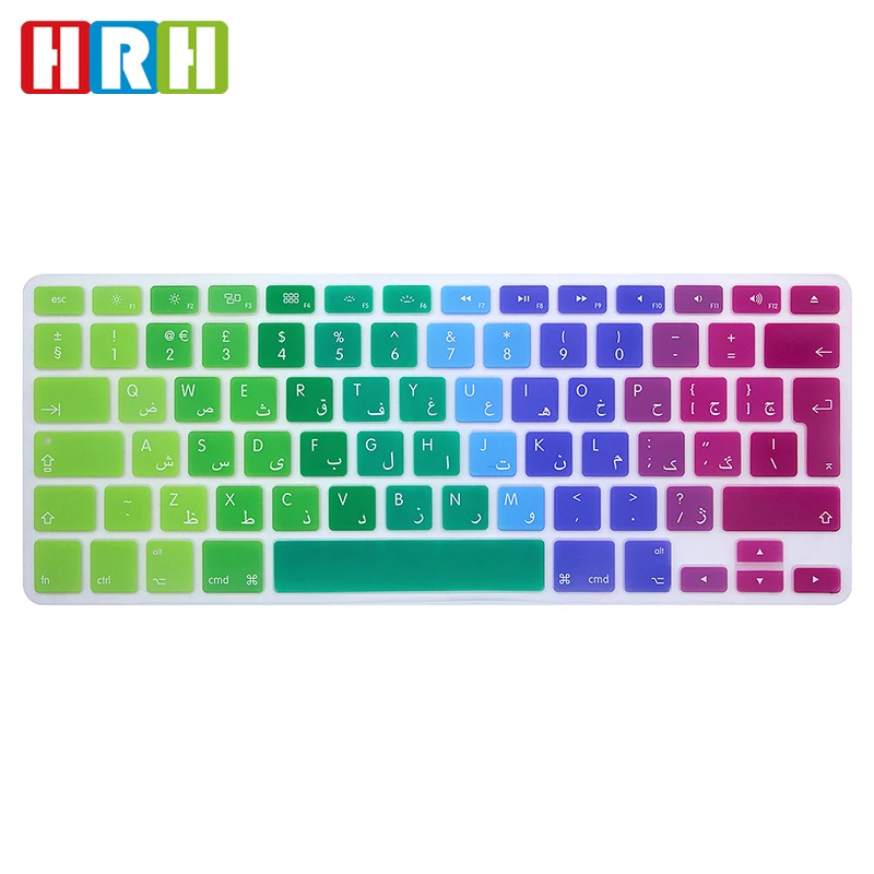 Радужный силиконовый чехол для клавиатуры HRH Arabic UK EU Защитная пленка Macbook Pro Retina Air