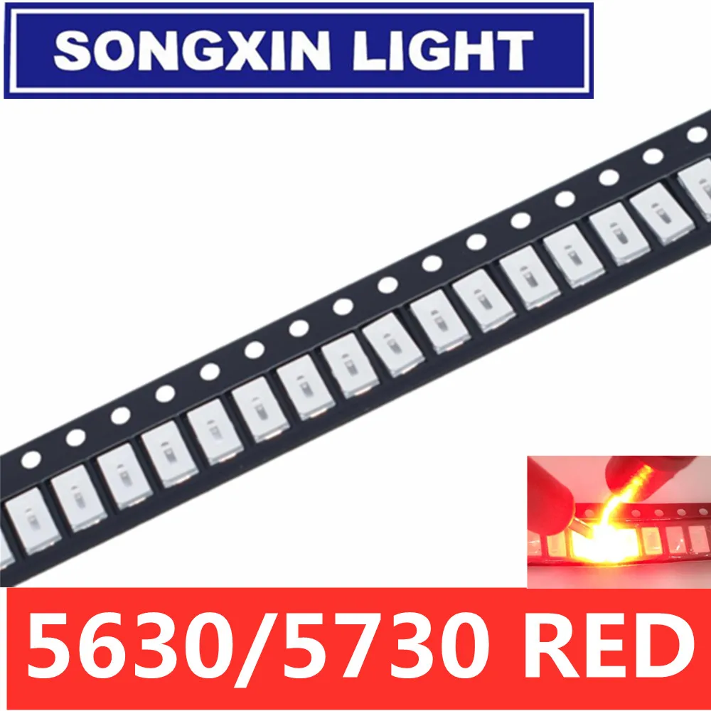 1000 шт. светодиодов 5730 Красный SMD SMT супер яркий 620 625nm 2 0 6 В 5630 smd светодиодный