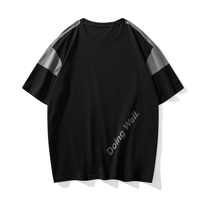

2021Summer New Trend Korean Simple Casual Plus Size Loose Round Neck Couple Short-sleeved Hip-hop Wild Men T-shirt Free Shipping