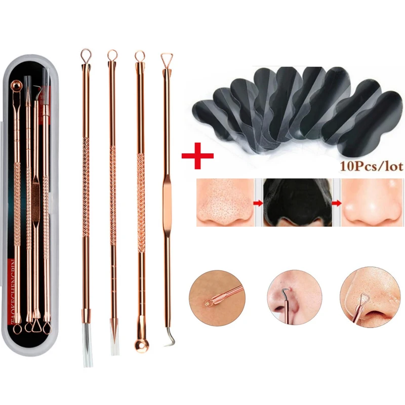 

10+4pcs/set Nose Blackhead Remover Mask Neddles Pore Cleaner Acne Facial Cleanser Pimple Spot Extractor Beauty Tools Skin Care