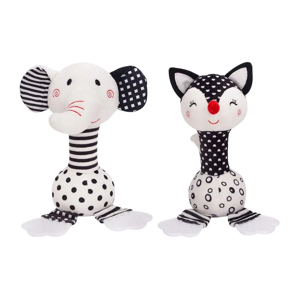 

Baby Black and White Rattle Toys Elephant Teether Comfort Toys