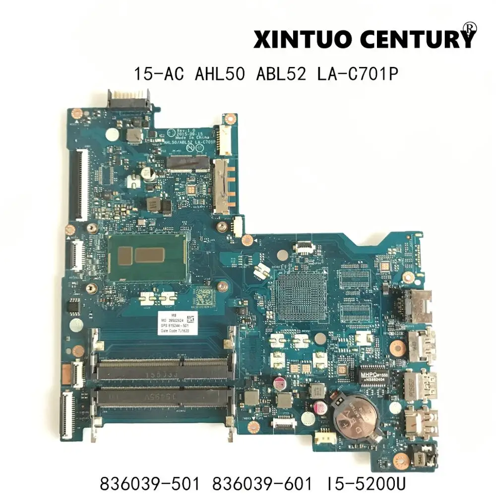 

836039-501 836039-001 836039-501 для струйного принтера HP Pavilion 15-AC Материнская плата ноутбука AHL50 ABL52 LA-C701P W/ i5-5200U 100% тестирование работы